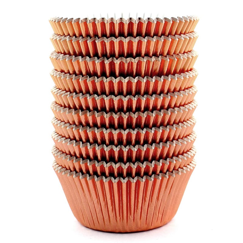 Eoonfirst Rose Gold Foil Cupcake Case Liners Valentine's Day Baking Muffin Paper Cups 200 Pcs - Image 1